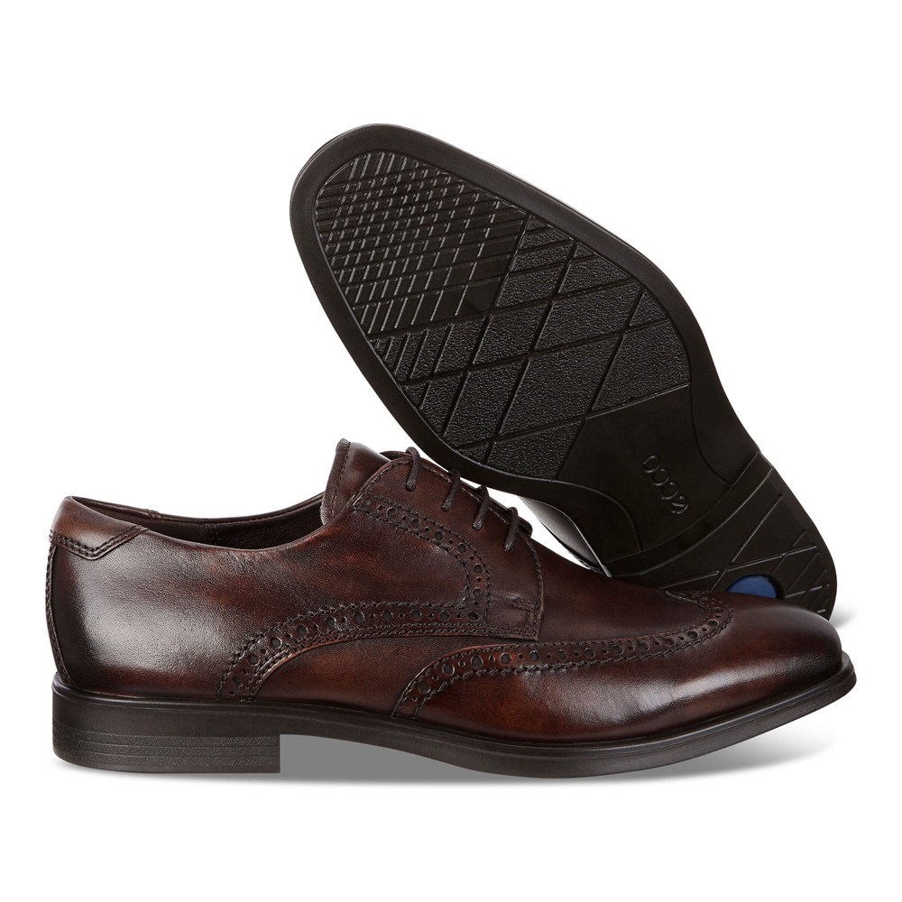 Mens Dress Shoes - ECCO Melbourne Wingtip Tie - Brown - 7432OZEKW